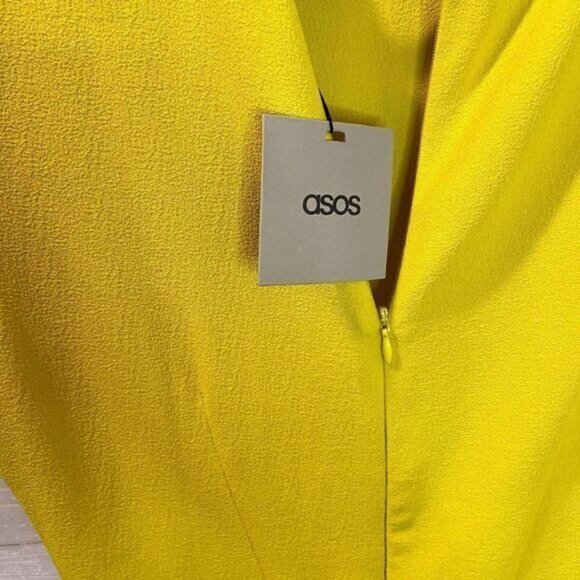 ASOS Chartreuse Short Sleeve Pleated Bodycon Dress Size 6 NWT - Picture 6 of 7